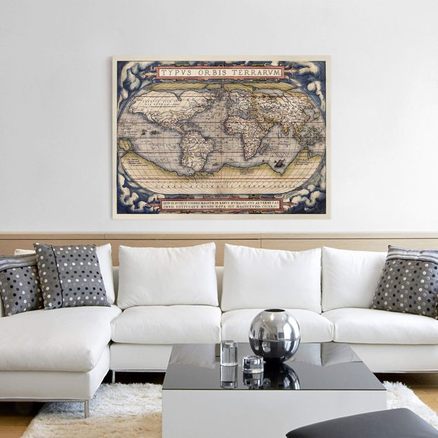Telas decorativas mapas Historic World Map Typus Orbis Terrarum