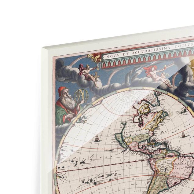 Quadros em vidro Historic World Map Nova Et Accuratissima Of 1664