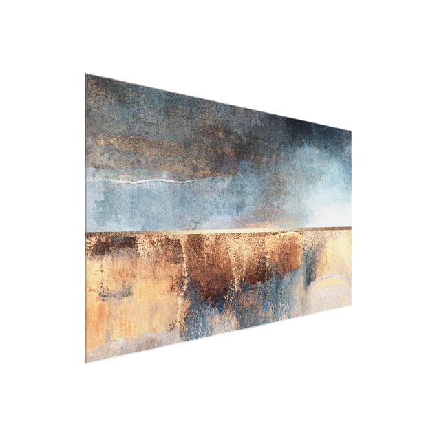 Quadros famosos Abstract Lakeshore In Gold