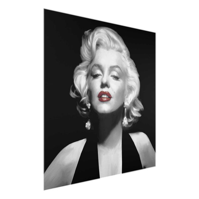 quadros modernos para quarto de casal Marilyn With Red Lips