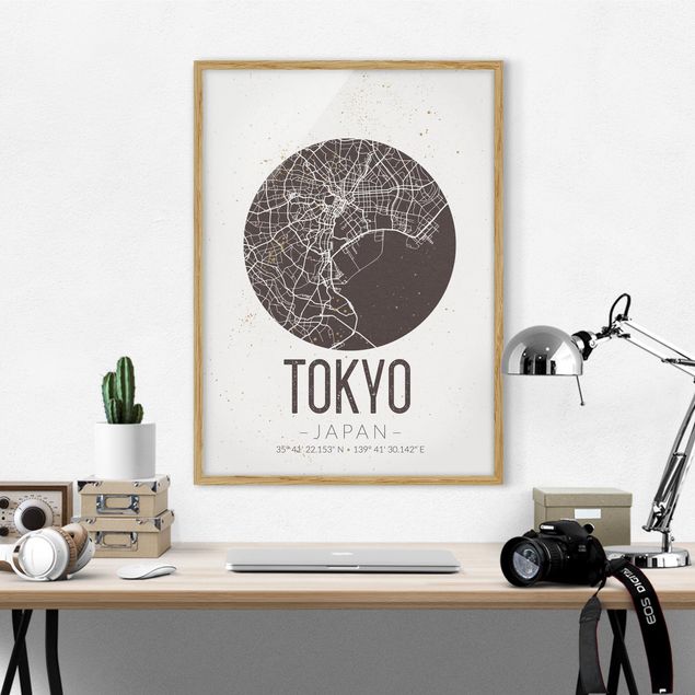 Quadros Tóquio Tokyo City Map - Retro