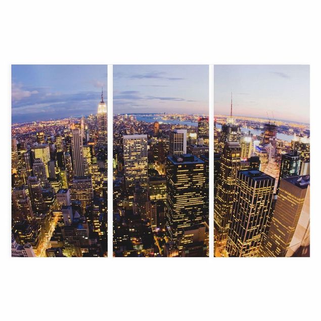 Telas decorativas cidades e paisagens urbanas New York Skyline At Night