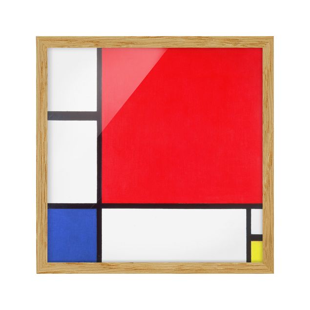 Quadros com moldura abstratos Piet Mondrian - Composition With Red Blue Yellow