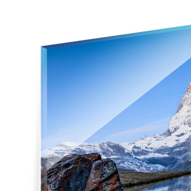 Quadros em vidro cidades e paisagens urbanas Stellisee Lake In Front Of The Matterhorn