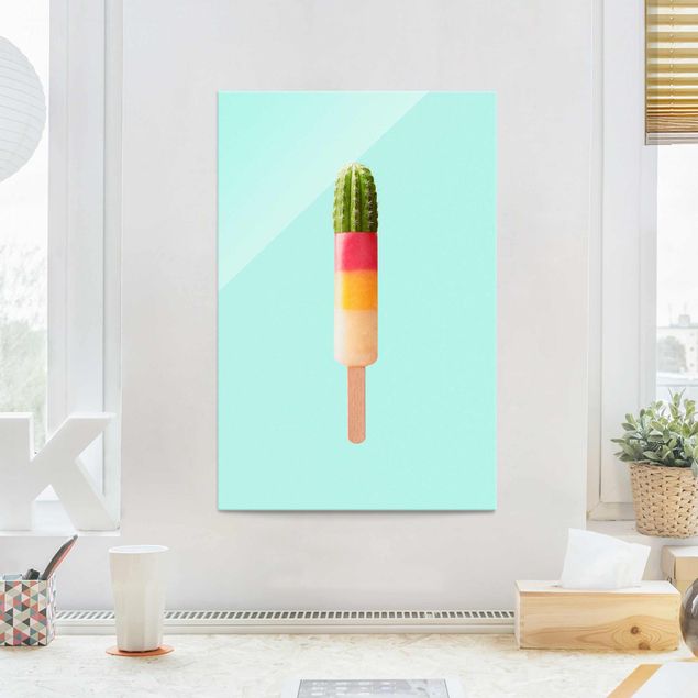 Quadros em vidro Popsicle With Cactus