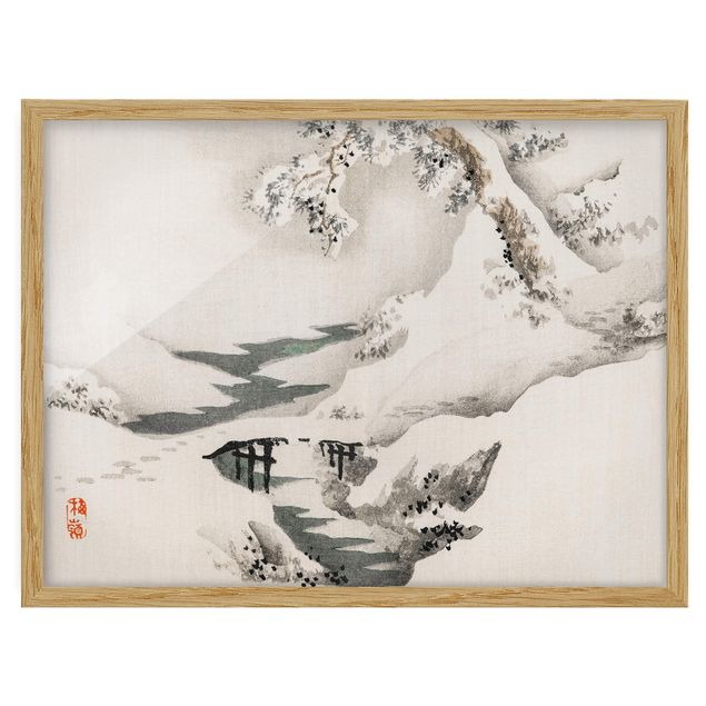 Quadros com moldura vintage Asian Vintage Drawing Winter Landscape
