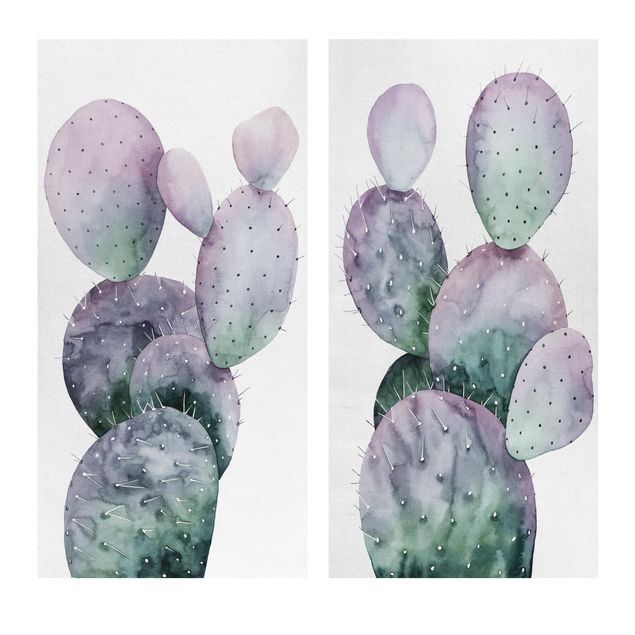 Quadros em lilás Cactus In Purple Set I