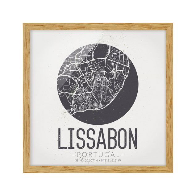 Quadros cidades Lisbon City Map - Retro