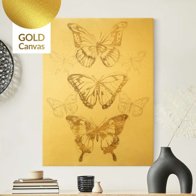 Telas decorativas animais Butterfly Composition In Gold II