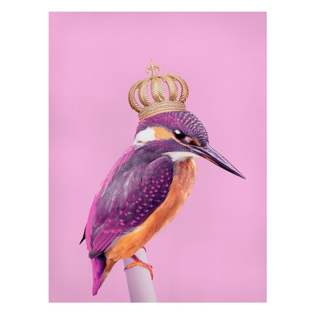 Telas decorativas animais Pink Kingfisher With Crown