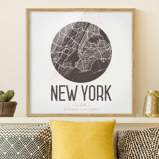 decoraçao para parede de cozinha New York City Map - Retro