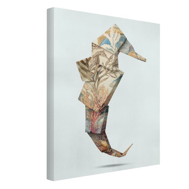 Telas decorativas réplicas de quadros famosos Origami Seahorse