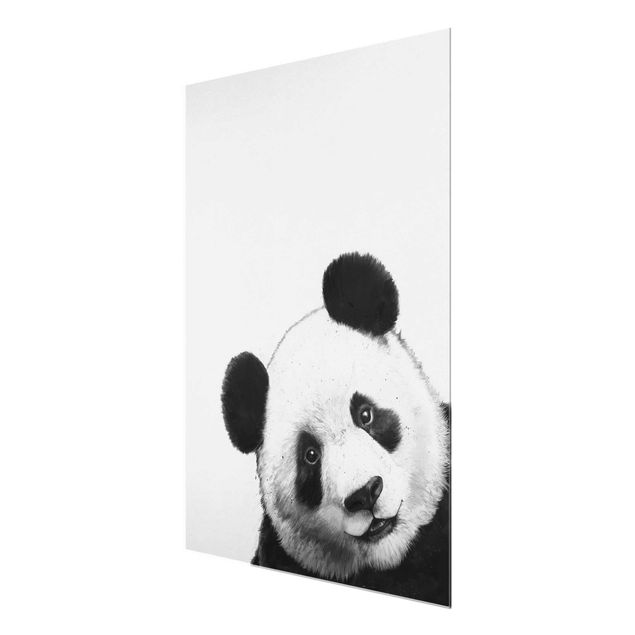 Quadros em vidro animais Illustration Panda Black And White Drawing