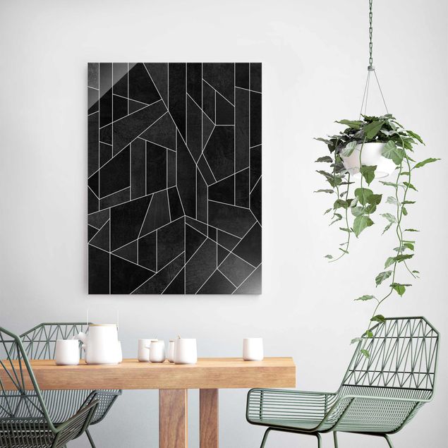 Quadros em vidro em preto e branco Black And White Geometric Watercolour