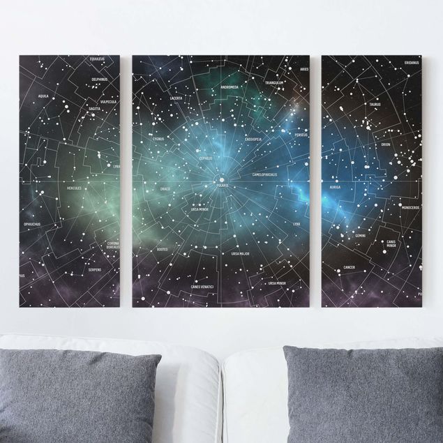 Telas decorativas cidades e paisagens urbanas Stellar Constellation Map Galactic Nebula