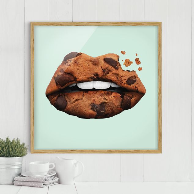 decoraçao para parede de cozinha Lips With Biscuit