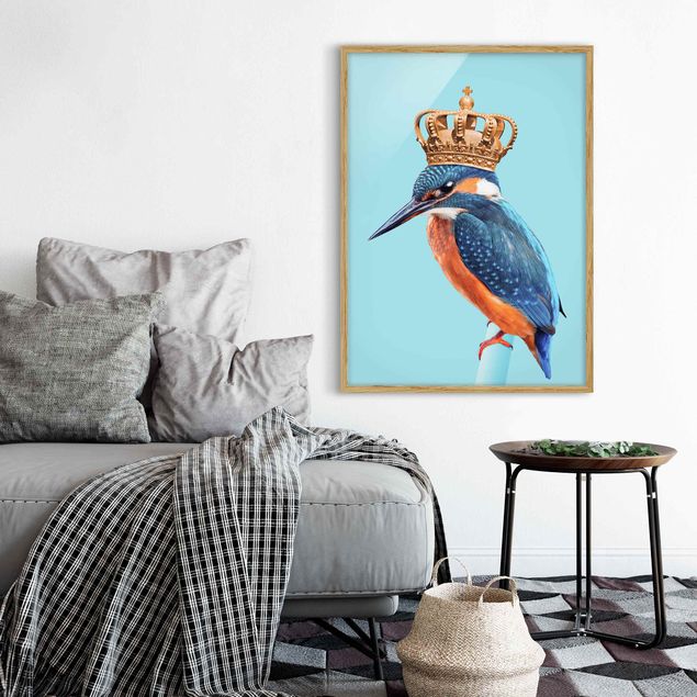 Quadros com moldura animais Kingfisher With Crown