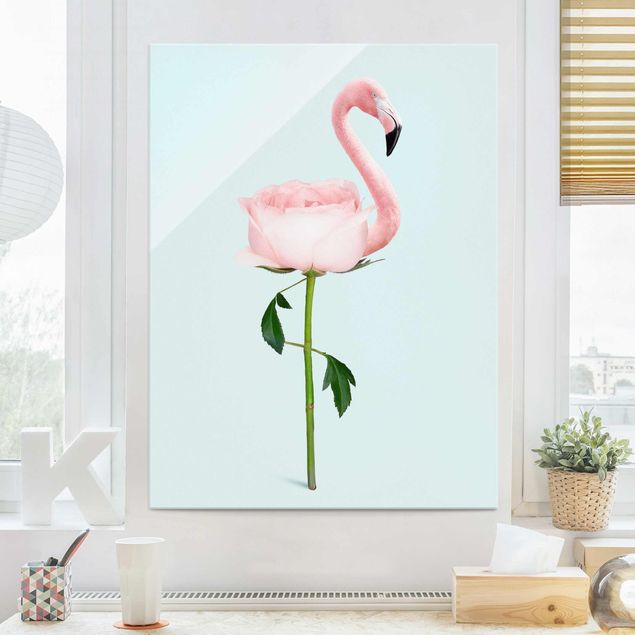 Quadros decorativos Flamingo With Rose