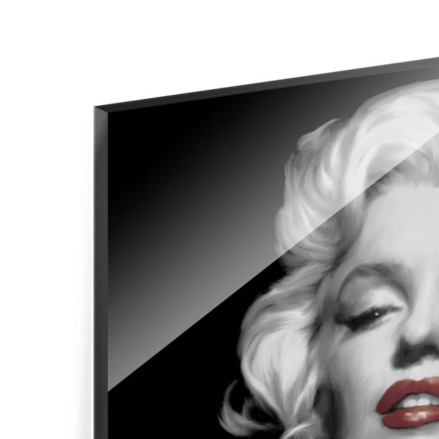 quadro de vidro Marilyn With Red Lips