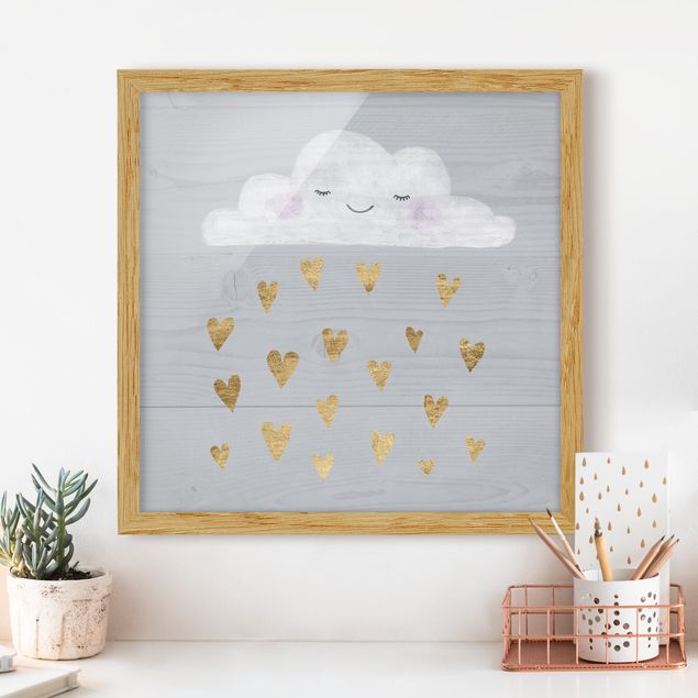 decoração para quartos infantis Cloud With Golden Hearts