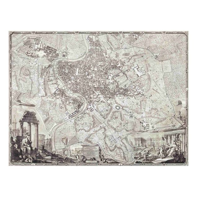 Quadros em vidro mapas Vintage Map Rome