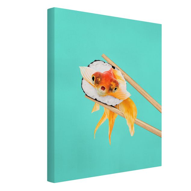 Telas decorativas réplicas de quadros famosos Sushi With Goldfish