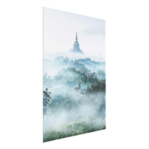quadros de paisagens Morning Fog Over The Jungle Of Bagan