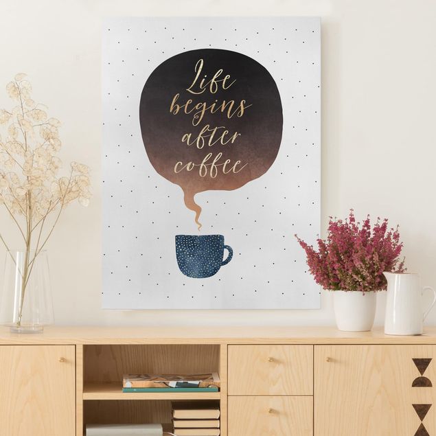 decoraçao para parede de cozinha Life Begins After Coffee Dots