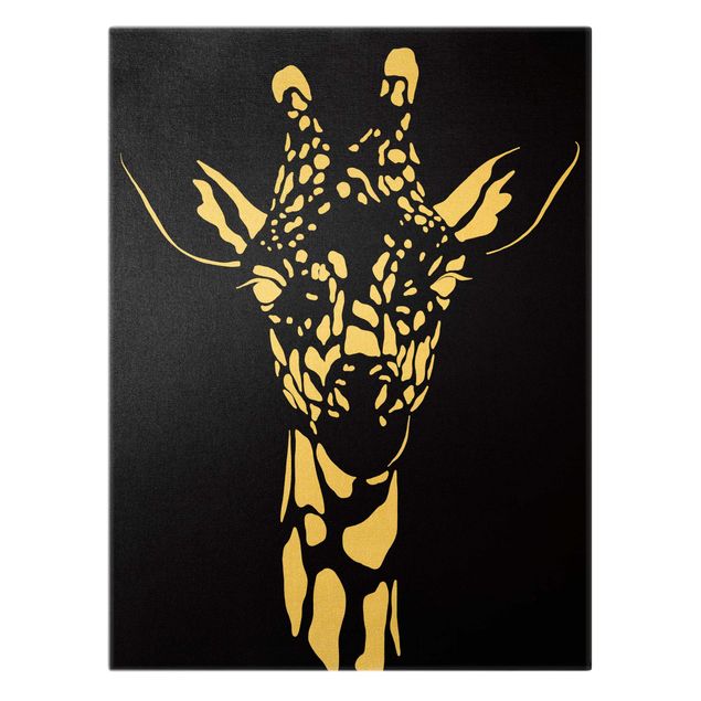 decoração quadros Safari Animals - Portrait Giraffe Black