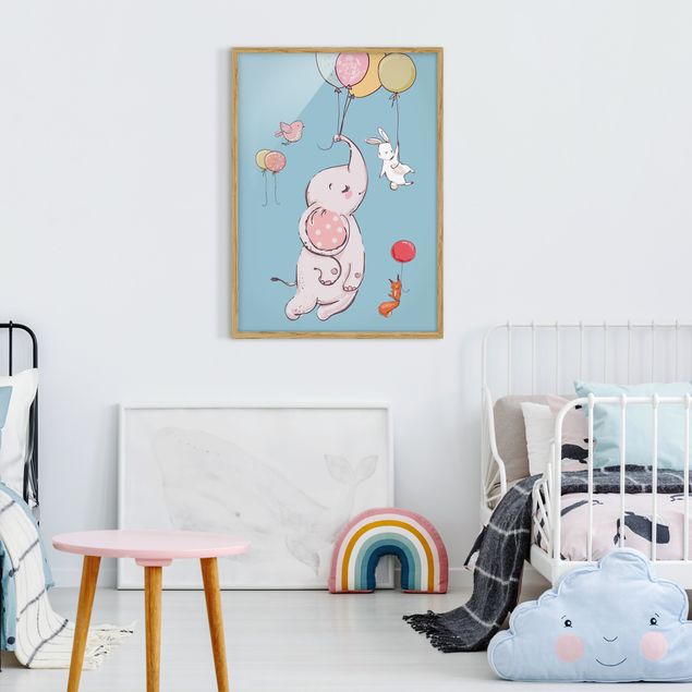 decoração quarto bebé Elephant, Rabbit And Squirrel Flying
