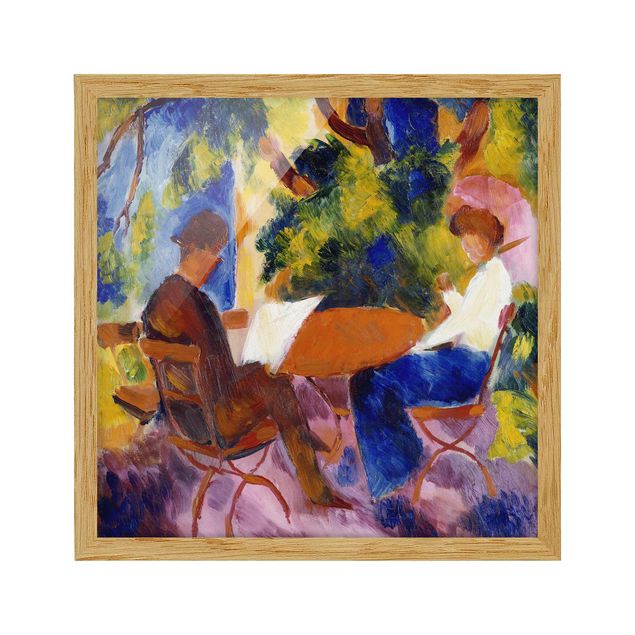 Quadros com moldura abstratos August Macke - Couple At The Garden Table