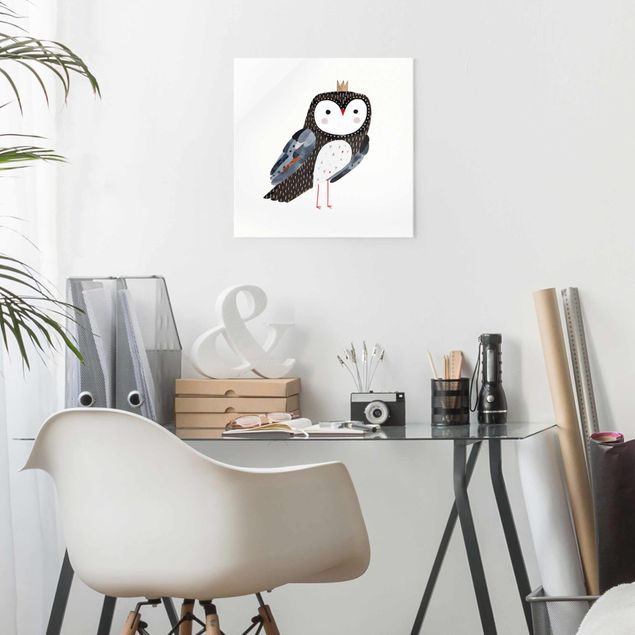 quadros modernos para quarto de casal Crowned Owl Dark
