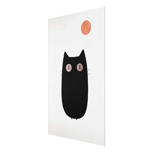 quadros preto e branco para decoração Black Cat Illustration