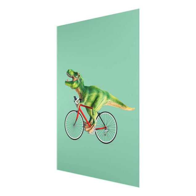 quadros decorativos para sala modernos Dinosaur With Bicycle