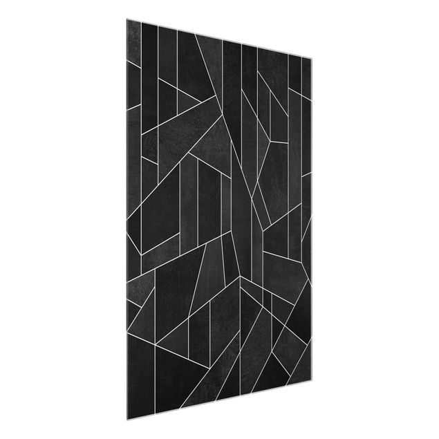 Quadros em vidro abstratos Black And White Geometric Watercolour