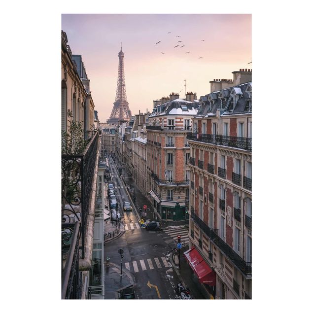 Quadros em vidro cidades e paisagens urbanas The Eiffel Tower In The Setting Sun