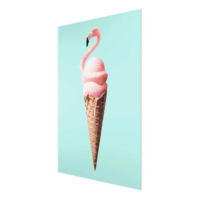 Quadros em turquesa Ice Cream Cone With Flamingo