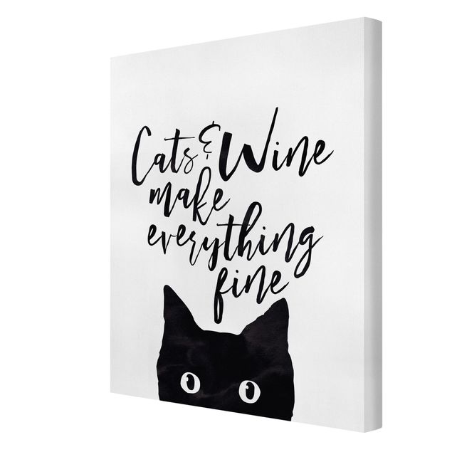 Telas decorativas animais Cats And Wine make Everything Fine