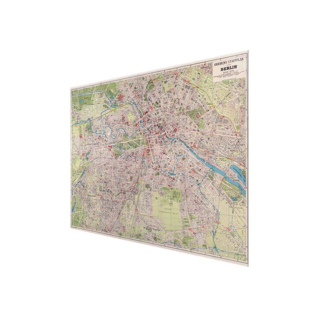 Quadros em vidro mapas Vintage Map Berlin
