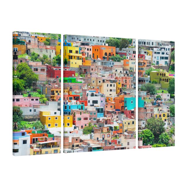 quadros decorativos para sala modernos Coloured Houses Front Guanajuato