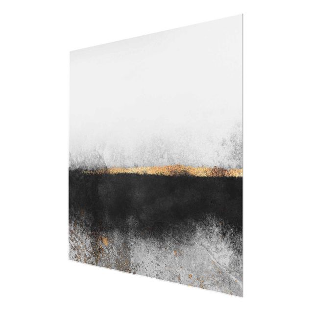quadros em preto e branco Abstract Golden Horizon Black And White