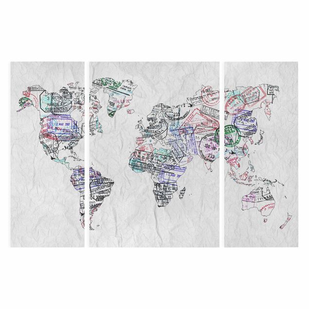 quadros para parede Passport Stamp World Map
