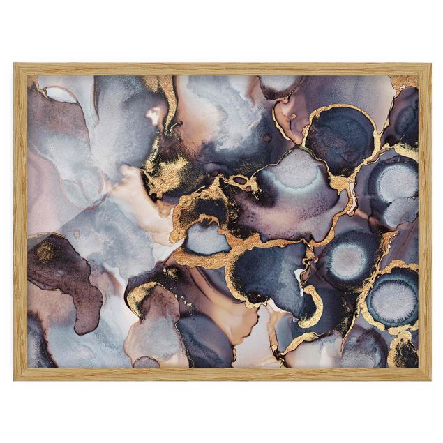 Quadros padrões Marble Watercolour With Gold