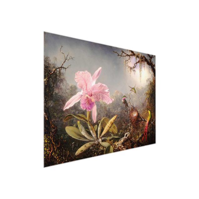 Quadros por movimento artístico Martin Johnson Heade - Orchid And Three Hummingbirds