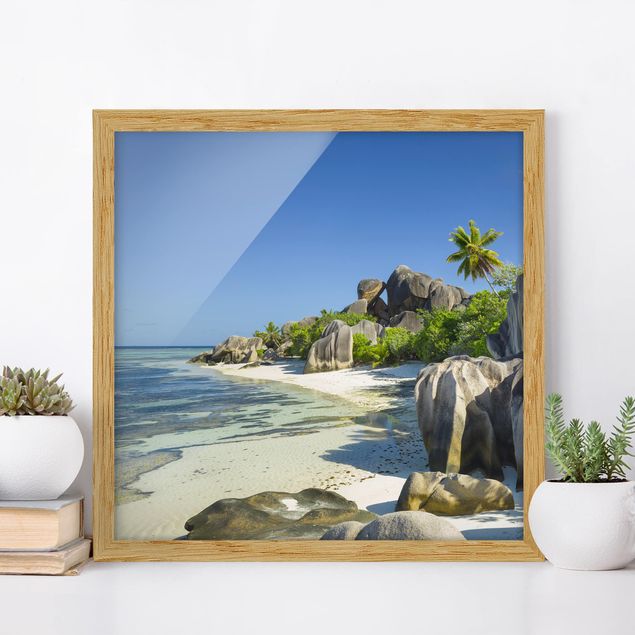 Quadros com moldura praia Dream Beach Seychelles