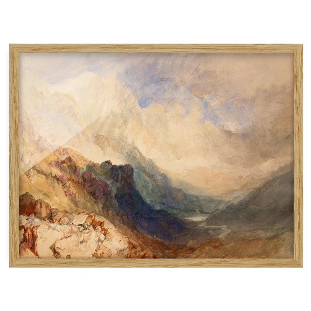 Quadros paisagens William Turner - View along an Alpine Valley, possibly the Val d'Aosta