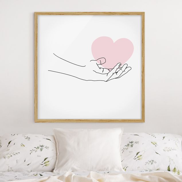 decoraçao para parede de cozinha Hand With Heart Line Art