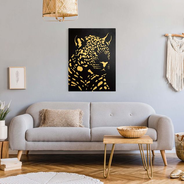 decoração quadros Safari Animals - Portrait Leopard Black