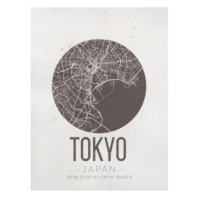 Telas decorativas frases Tokyo City Map - Retro