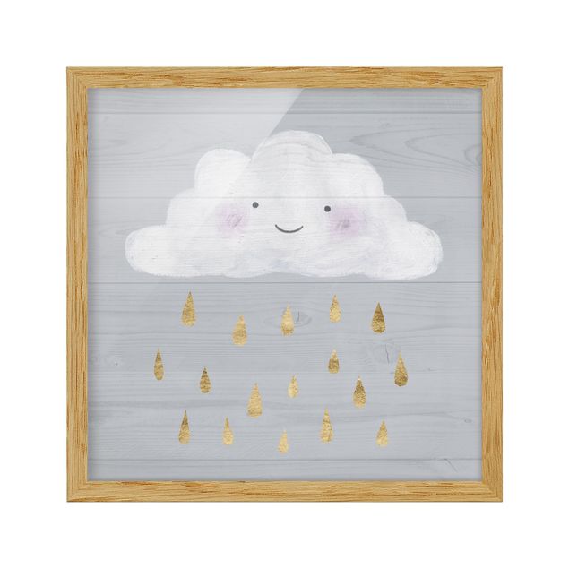 Quadros em cinza Cloud With Golden Raindrops